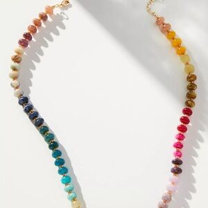 Anthropologie Rainbow Stone Necklace Prism - Gold Accents